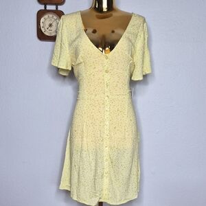 Yellow Floral Button-Down Dress